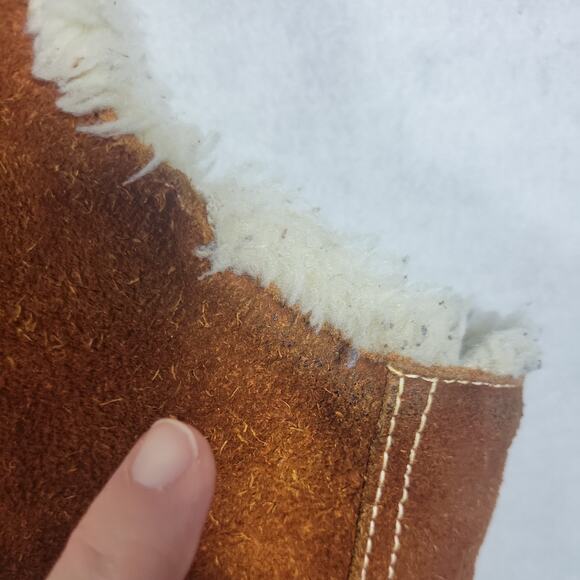 Vintage Leather Vest Mens Western Rodeo Sherpa Lined 70s 80s Mexico - Picture 9 of 13